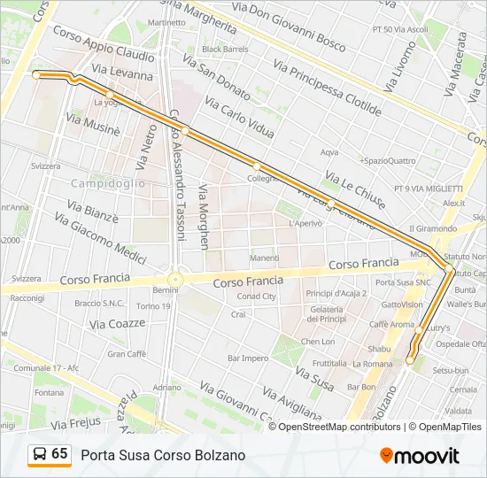 65 Bus Line Map