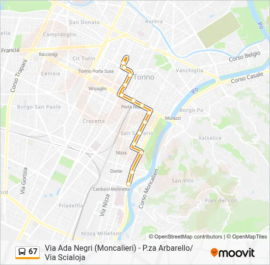 Percorso linea bus 67