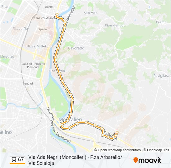 Percorso linea bus 67