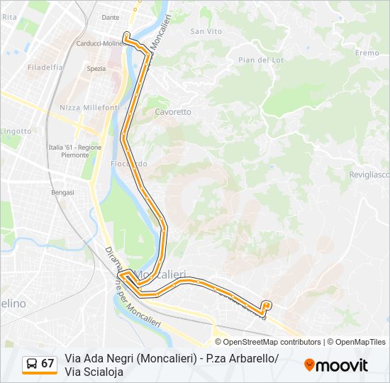 Percorso linea bus 67