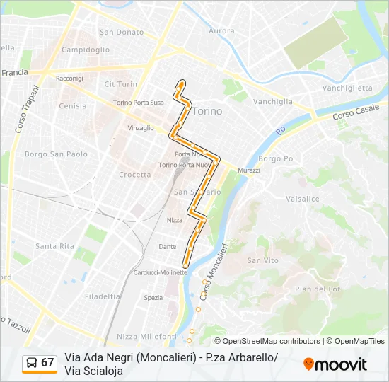 Percorso linea bus 67
