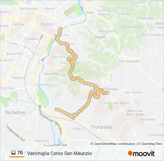 70 Bus Line Map