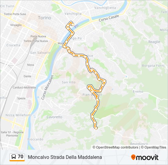 Percorso linea bus 70