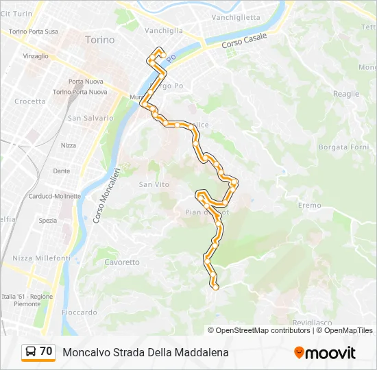 Percorso linea bus 70