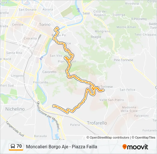 70 Bus Line Map