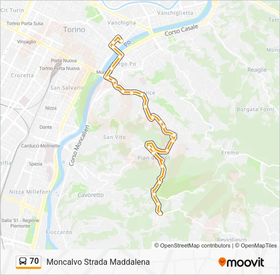 70 Bus Line Map
