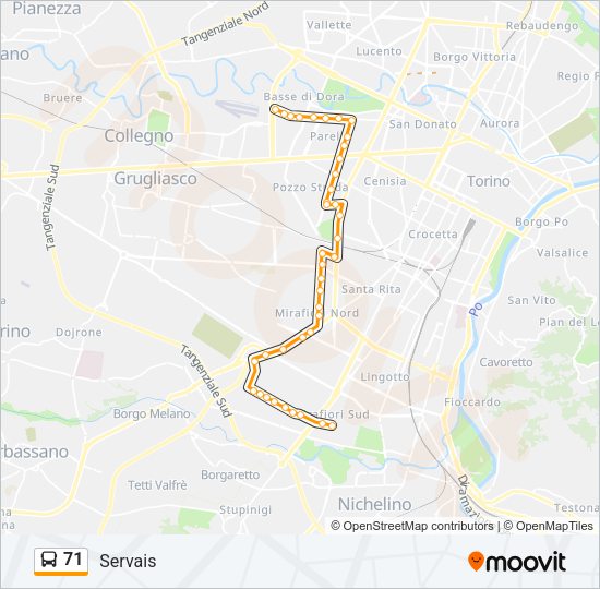 71 Bus Line Map