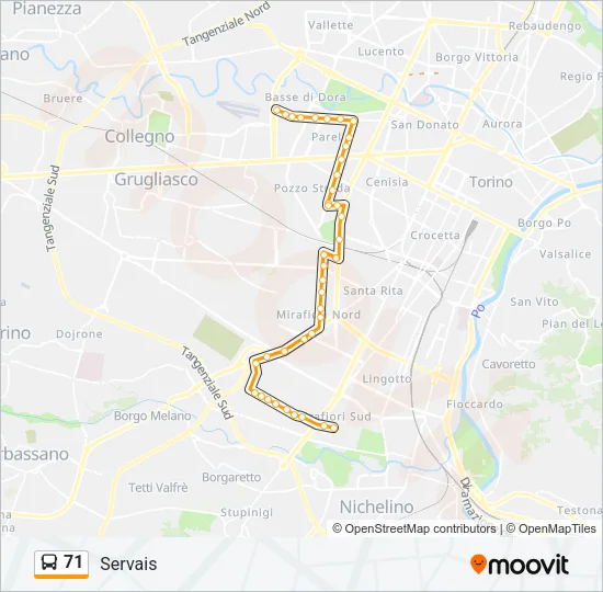 Percorso linea bus 71