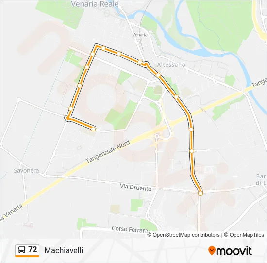 Percorso linea bus 72
