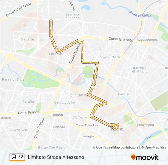 72 Bus Line Map