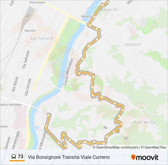 Percorso linea bus 73