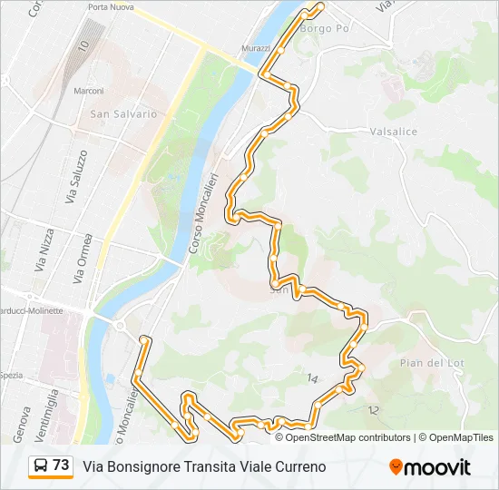 73 Bus Line Map