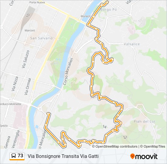 Percorso linea bus 73