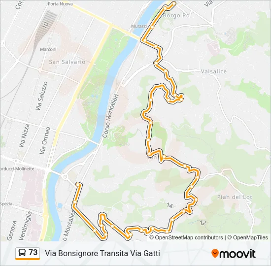 73 Bus Line Map