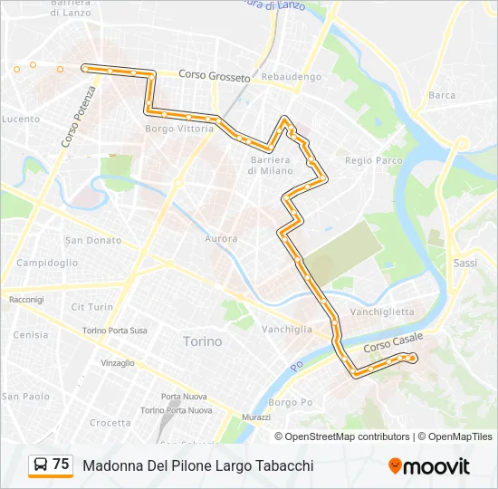 75 Bus Line Map