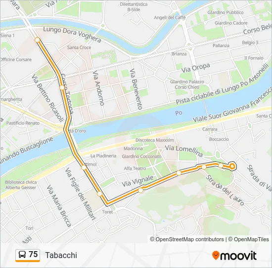 Percorso linea bus 75