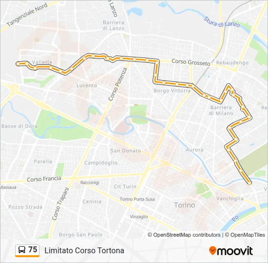 Percorso linea bus 75