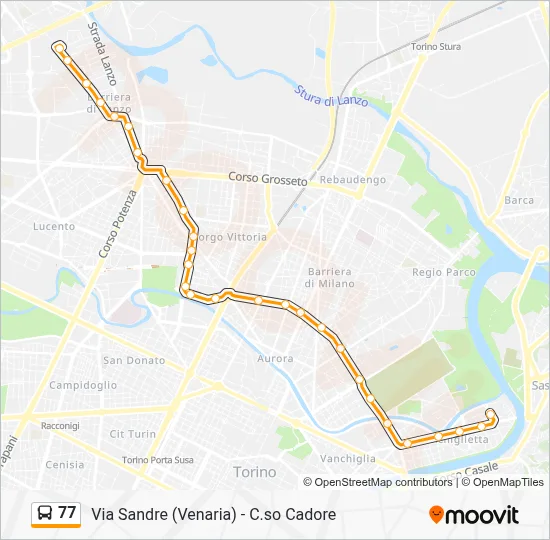 Percorso linea bus 77