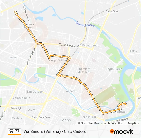 Percorso linea bus 77