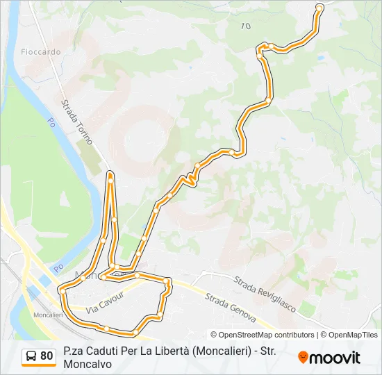 Percorso linea bus 80