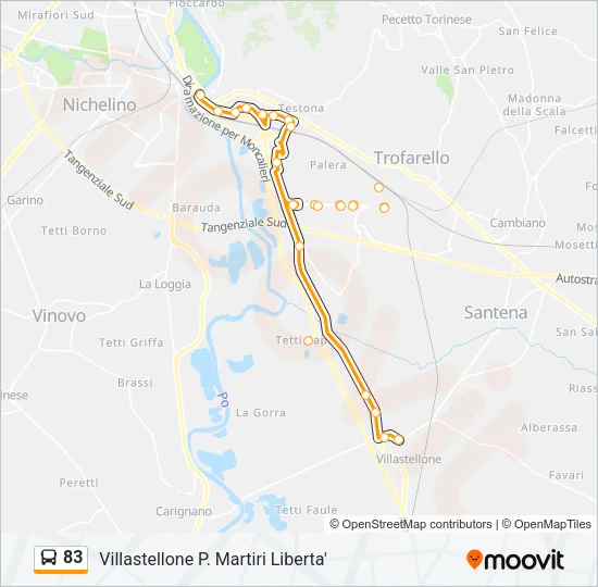 Percorso linea bus 83