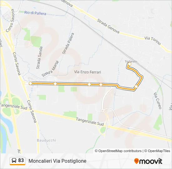 Percorso linea bus 83
