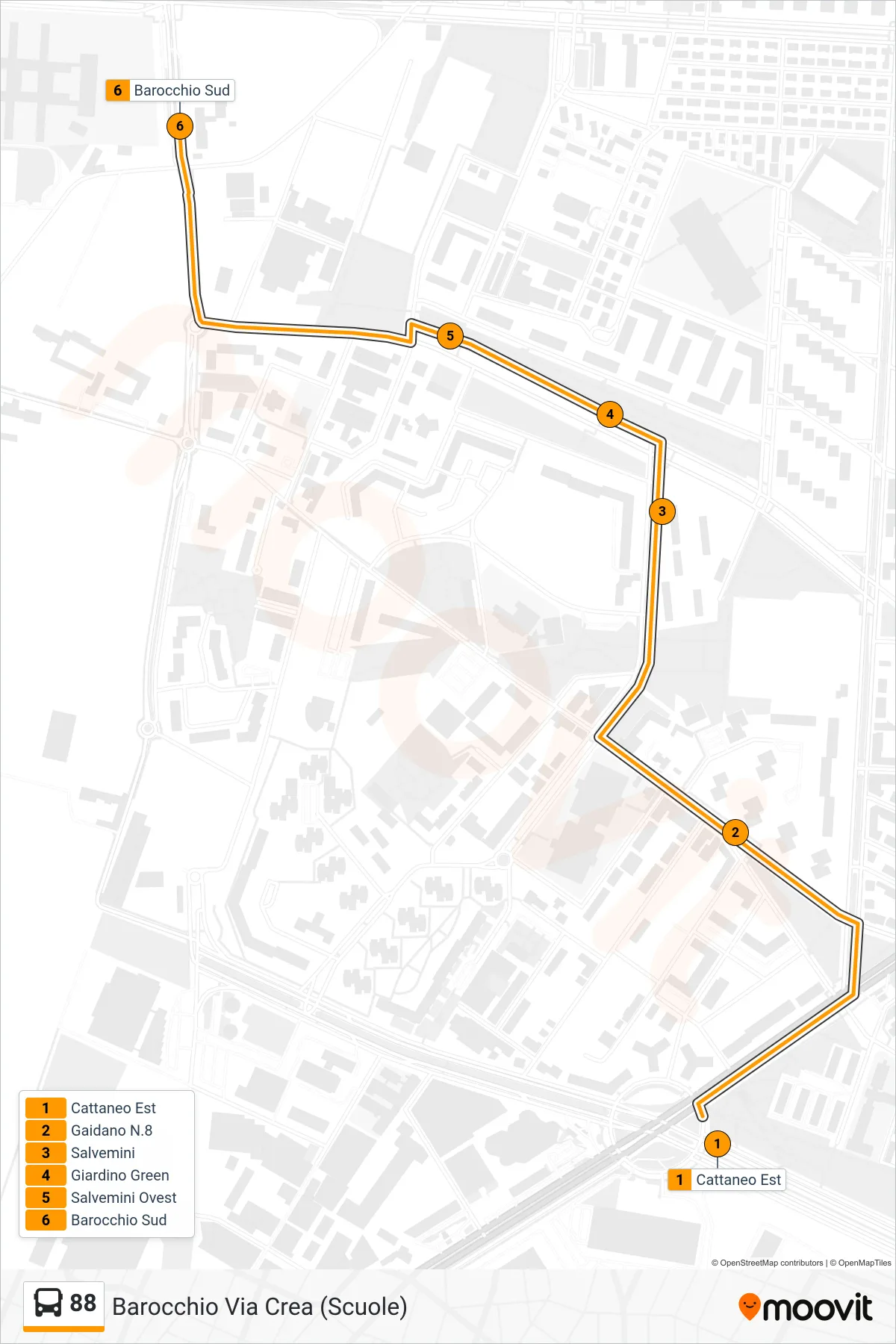 Linea 88  bus (Barocchio Via Crea (Scuole)) - Percorsi e fermate sulla mappa