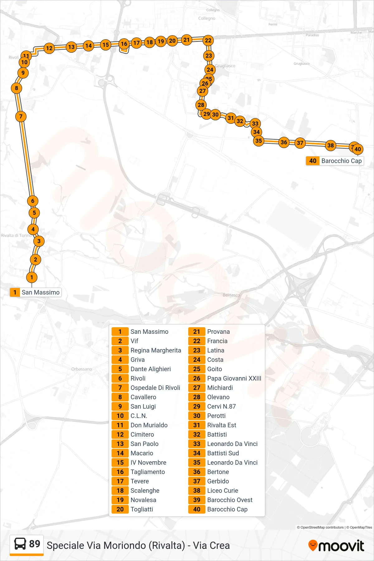 Linea 89 bus (Barocchio Via Crea (Scuole)) - Percorsi e fermate sulla mappa