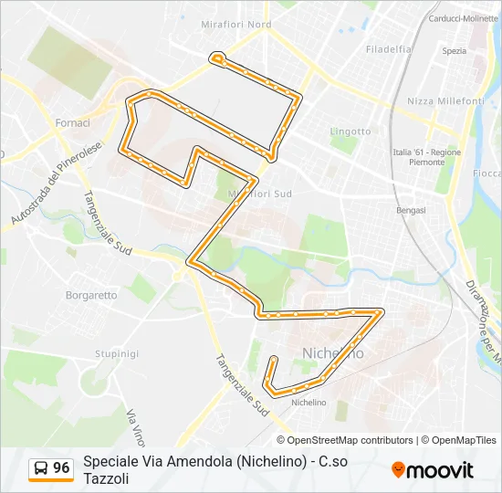 96 Bus Line Map