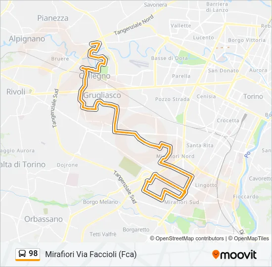 98 Bus Line Map