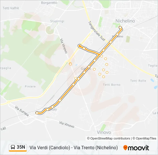 35N Bus Line Map