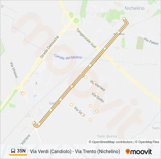 35N Bus Line Map