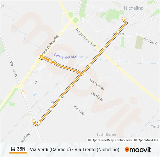 35N Bus Line Map