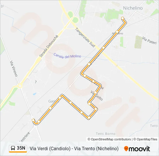 35N Bus Line Map