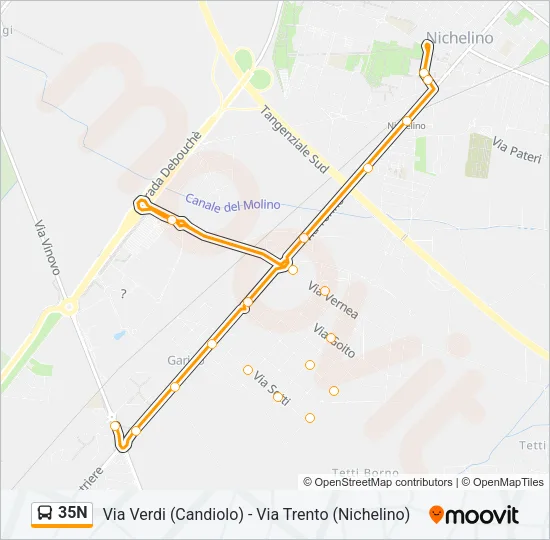 35N Bus Line Map