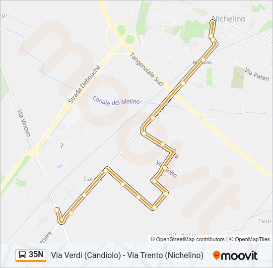 Percorso linea bus 35N
