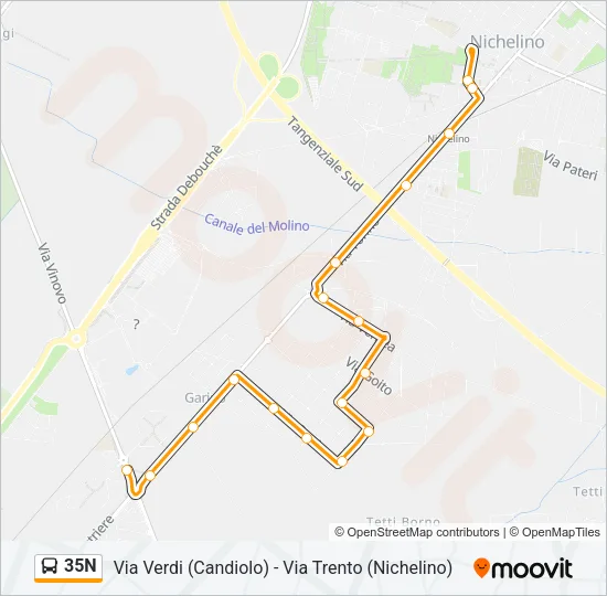35N Bus Line Map