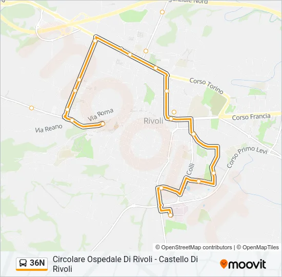 36N Bus Line Map