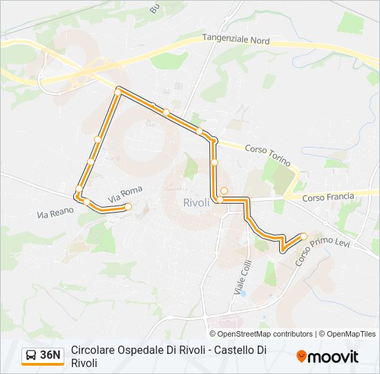 Percorso linea bus 36N