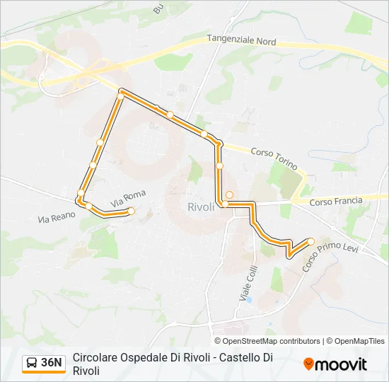 36N Bus Line Map