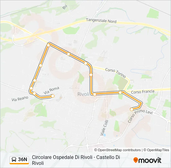 36N Bus Line Map