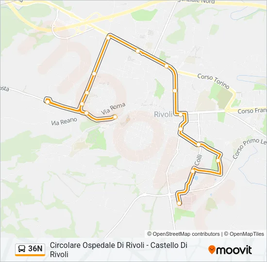 36N Bus Line Map