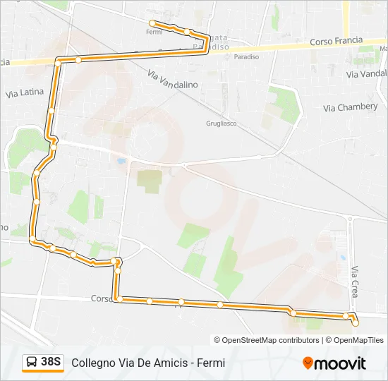 38S Bus Line Map