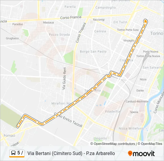 Percorso linea bus 5 /