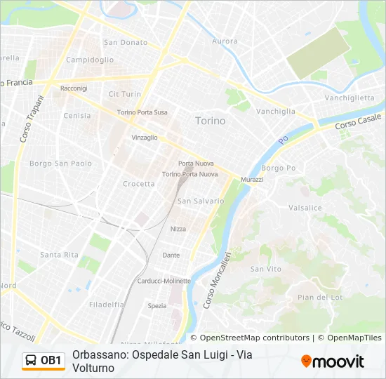Percorso linea bus OB1