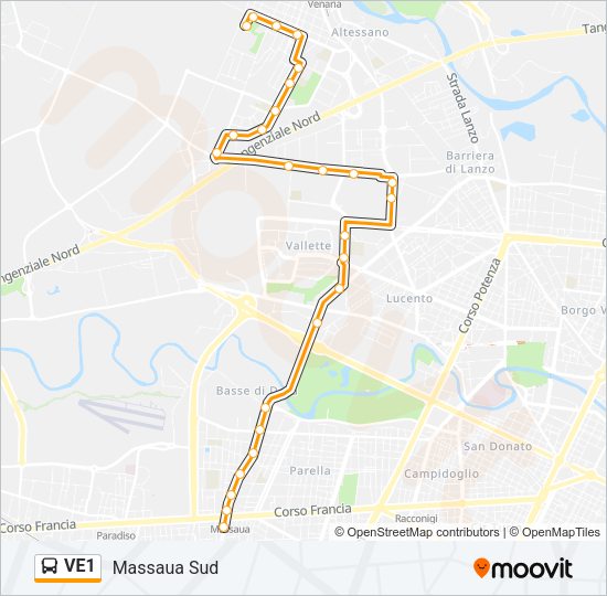 VE1 Bus Line Map