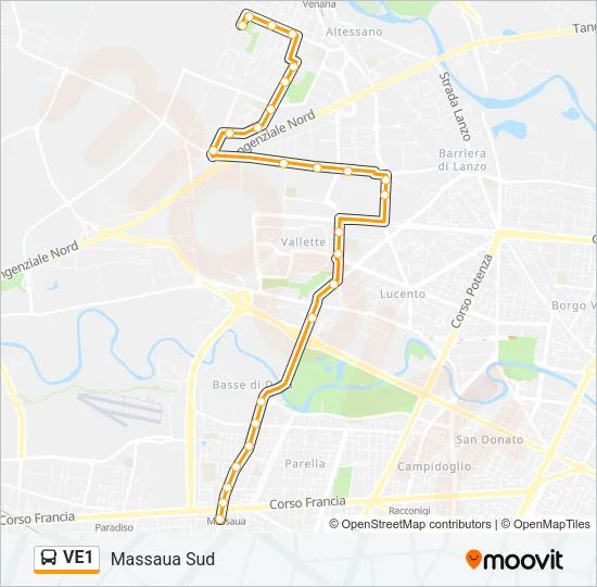 VE1 Bus Line Map