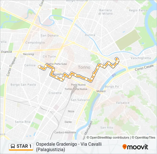 STAR 1 Bus Line Map