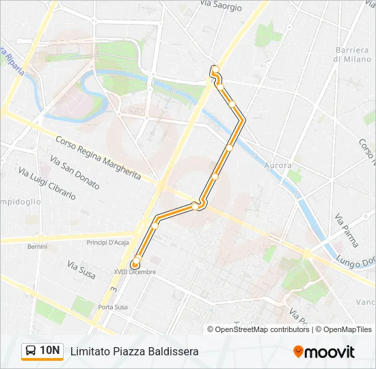 10N Bus Line Map