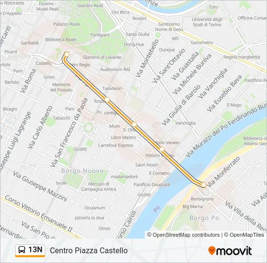 13N Bus Line Map